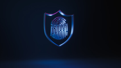 Fingerprint 3D render for security protection concept