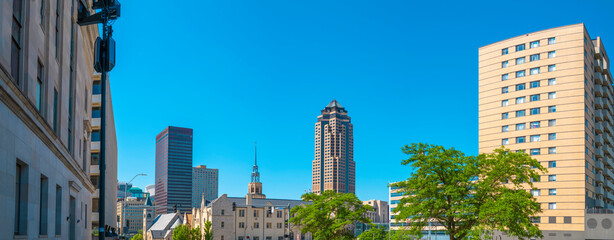 Cityscape skyline and buildings in Des Moines, Iowa