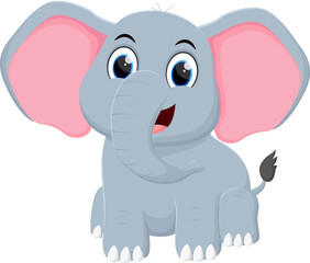 Happy Elephant cartoon isolated on white background