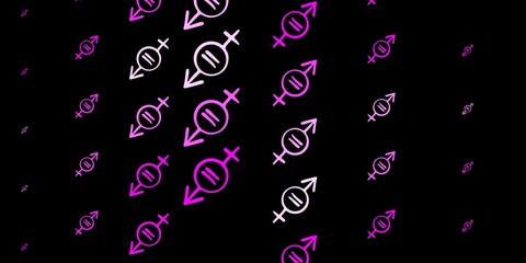 Dark Pink vector texture with women's rights symbols.