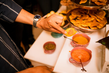 patacón with hogao typical food Colombia