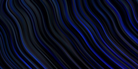 Dark BLUE vector background with curves.