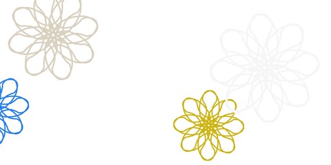 Light Blue, Yellow vector doodle texture with flowers.