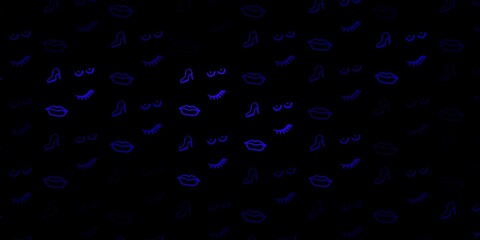 Dark Purple vector background with woman symbols.