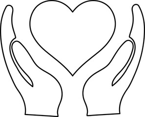in the hands of the heart icon, vector illustration on white background..eps