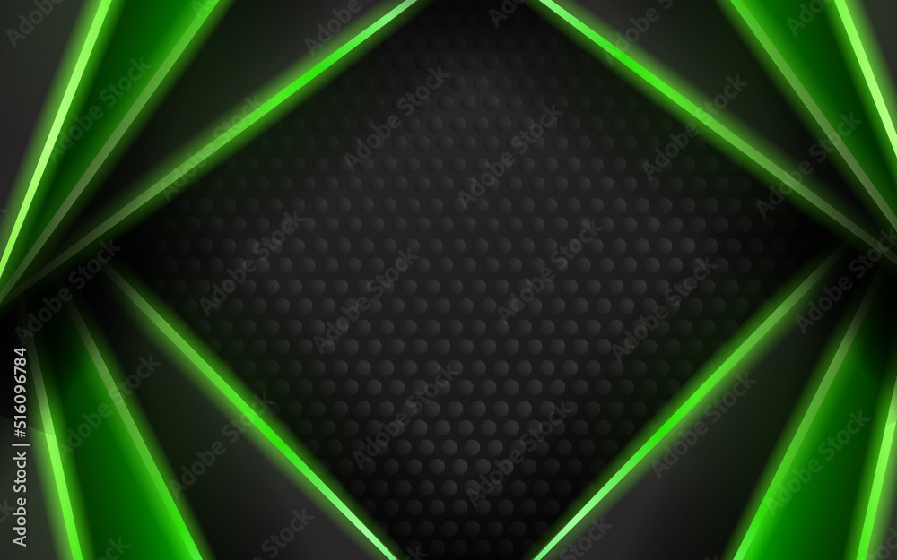 Wall mural Abstract technology green neon light background