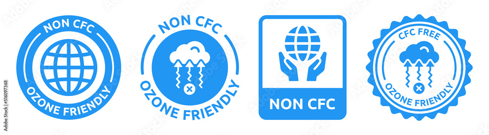 Poster Non CFC ozone friendly badge vector icon set illustration.