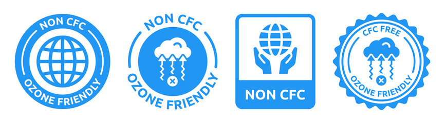 Non CFC ozone friendly badge vector icon set illustration.