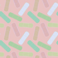 Medicine plaster seamless cartoon patch pattern for clothes print and wrapping paper and drugstore and kids