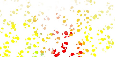 Light red, yellow vector backdrop with chaotic shapes.