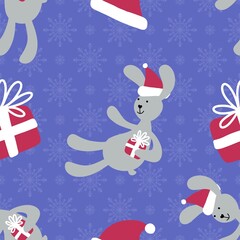 Christmas seamless new year rabbit pattern for wrapping paper and clothes print and kids and gifts and fabrics