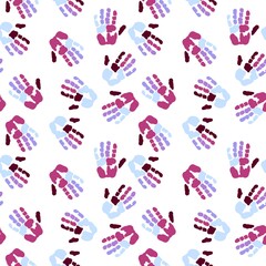Handprint seamless team work pattern for school and kids and wrapping paper and notebooks and clothes print