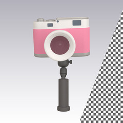 3D Vintage camera. travel concept. 3d rendering