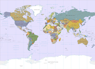 Fototapeta na wymiar Detailed Vector Political World Map