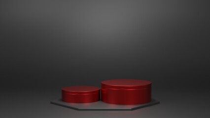black and red elegant luxury 3d rendering podium