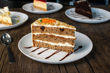Delicious Carrot Cake with nice decoration horizontal view
