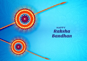 Indian festival raksha bandhan greeting card on blue background