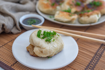 italian home made wild garlic pasta on a table