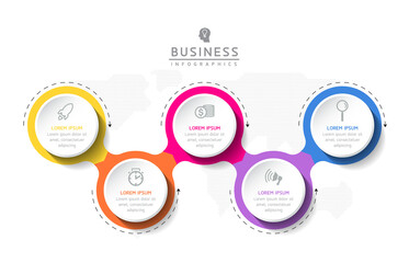 Circular Connection Steps Infographic Template with 5 Element