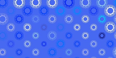 Dark blue vector background with covid-19 symbols.