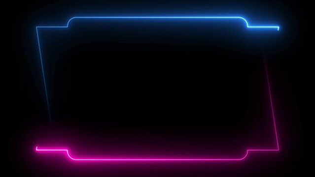 Neon light animated borders video Square rectangle picture frame