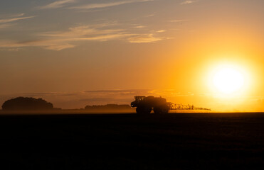 Special tractor for the treatment of fields from weeds and pests.