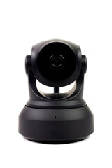 Black IP Camera isolated on white background. CCTV security camera for home or office.