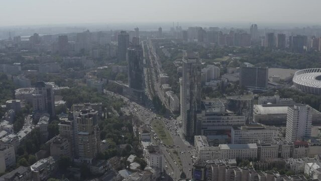 The general plan of the city center of Kyiv. Ukraine. Summer. Aerial