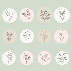 Instagram highlight covers  story highlight icons  Botanical Line Art floral flower
