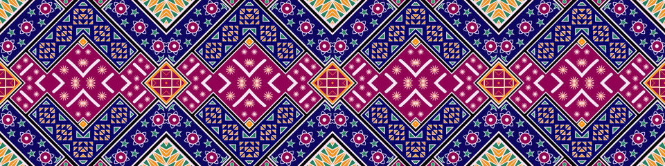 Ethnic carpet with geometric mosaic aztec style stripes on tile. majolica Antique interior,modern rugs,geographic print on kente clot textile.Tribal vector ornament seamless african pattern.multicolor