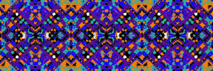 Ethnic carpet with geometric mosaic aztec style stripes on tile. majolica Antique interior,modern rugs,geographic print on kente clot textile.Tribal vector ornament seamless african pattern.multicolor