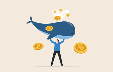 Bitcoin whale rich with bitcoin crypto trading. Wealth and Success of Bitcoin or Cryptocurrency Traders. Wealthy investors with bitcoins.