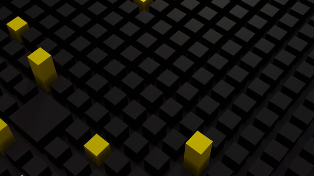  3d render  box perspective  blue background square