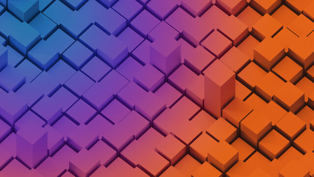 box 3d perspective orange and blue and background