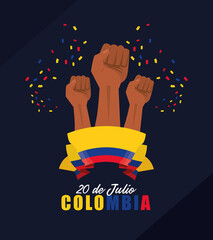 colombia independence day postcard - obrazy, fototapety, plakaty