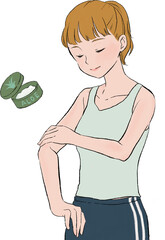 アロエジェルを塗るポニーテールの女性