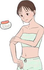 ボディスクラブでケアする女性のイラスト