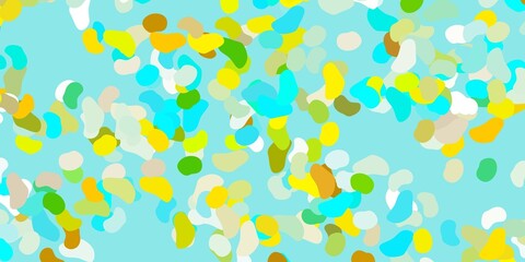 Light blue, yellow vector backdrop with chaotic shapes.