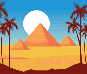 egyptian pyramids desert - obrazy, fototapety, plakaty