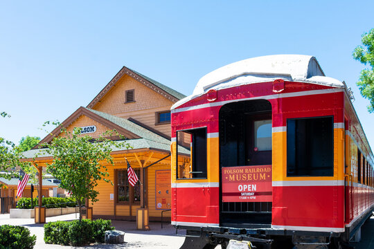 Folsom Railroad Museum and Depot in Historic District - Folsom, California, USA - 2022