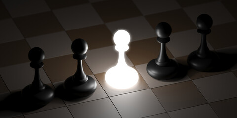 Chess pawn outstanding. Leadership concept. Competitive andvantage