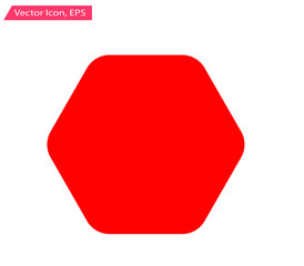 Rounded Polygon Red Icon. Vector Icon. Illustration