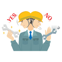 建築施工の4大管理（品質管理）をする男性