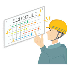 建築施工の4大管理（工程管理）をする男性