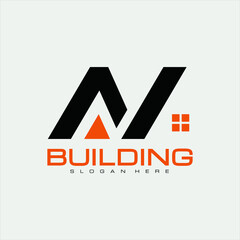 Real estate company vector logo, letters A and N