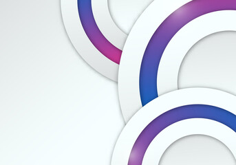 Abstract 3D Circle Frame on White Background with Blue and Purple Gradient