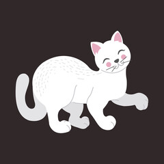 Obraz premium White Funny cat in cartoon style vector illustration