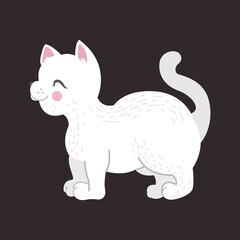 White Funny cat in cartoon style vector illustration