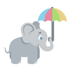 Cute elephant in cartoon style on white background vector illustration