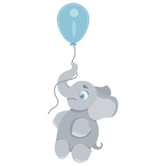 Cute elephant in cartoon style on white background vector illustration